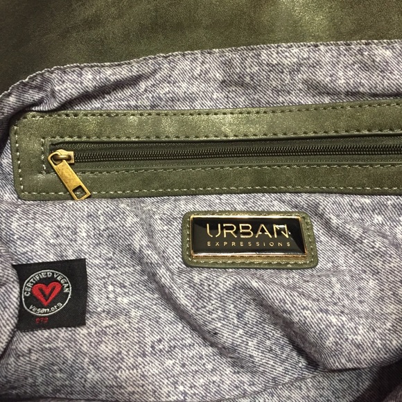 Urban Expressions VEGAN leather Purse olive army green stars black gold - Picture 3 of 8